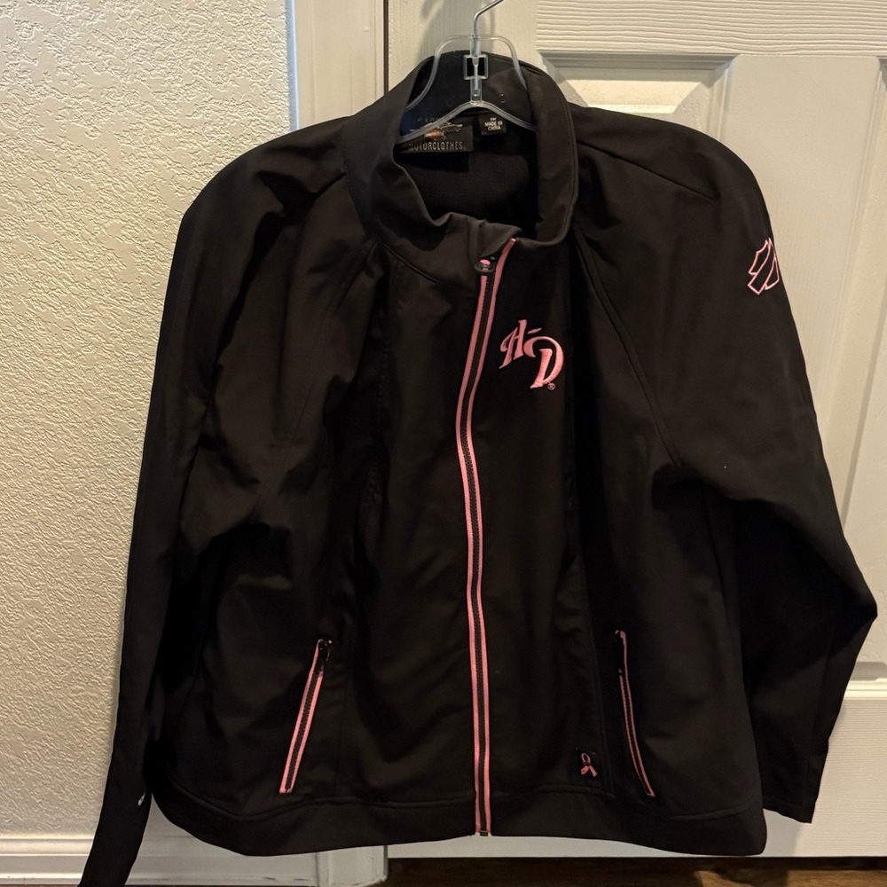 Harley Davidson Black Pink Polyester Lightweight Jacket Coat Women's - Size 1W